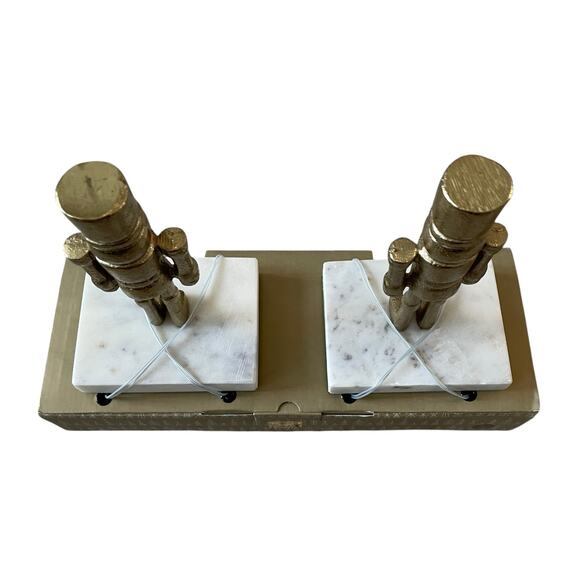 34th & Pine Stocking Holders Gold Nutcracker Marble Base Viral Christmas New - Picture 8 of 10